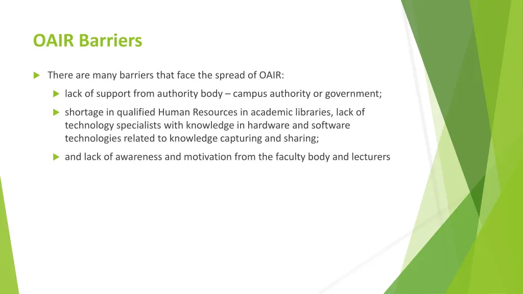 oair barriers