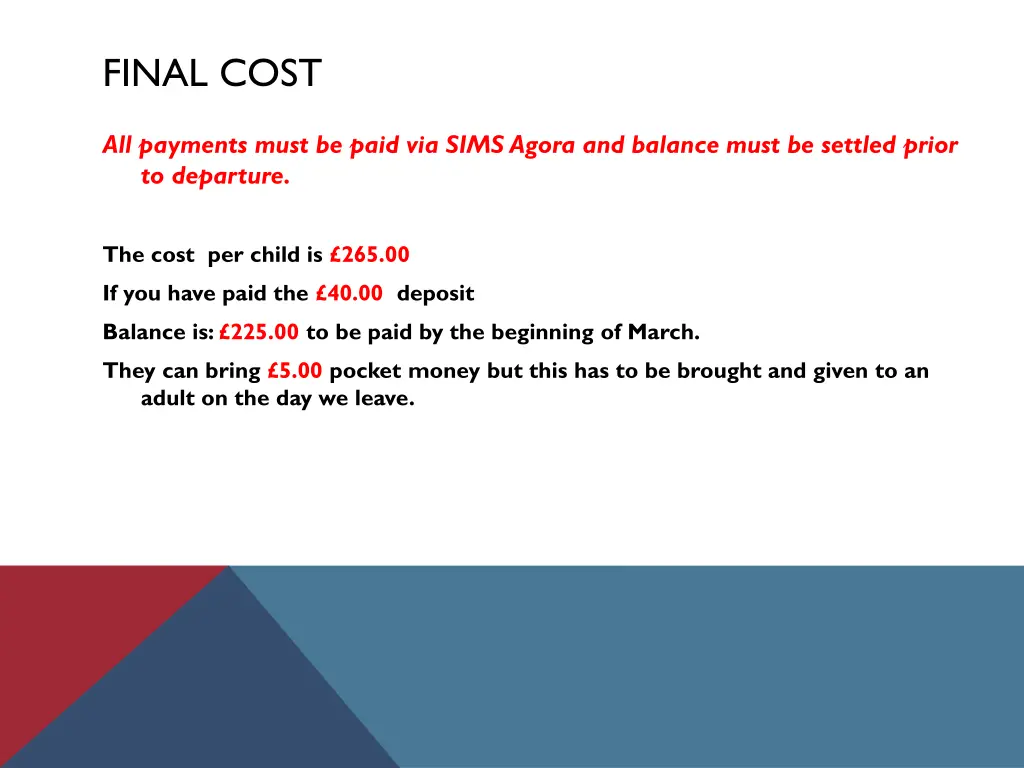 final cost