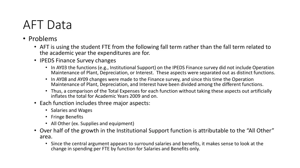 aft data problems aft is using the student