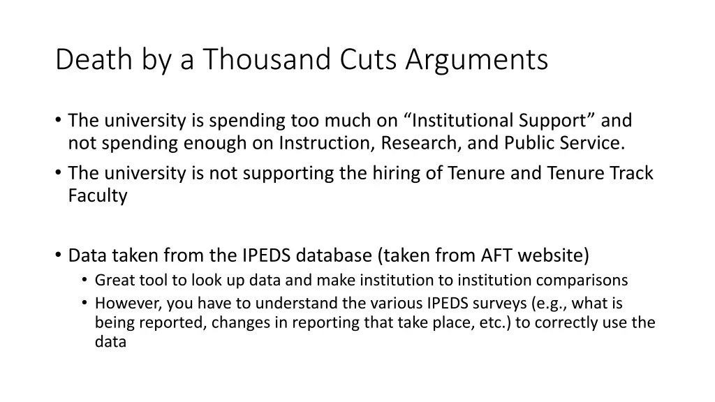 death by a thousand cuts arguments