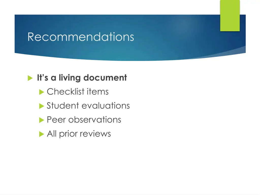 recommendations 1