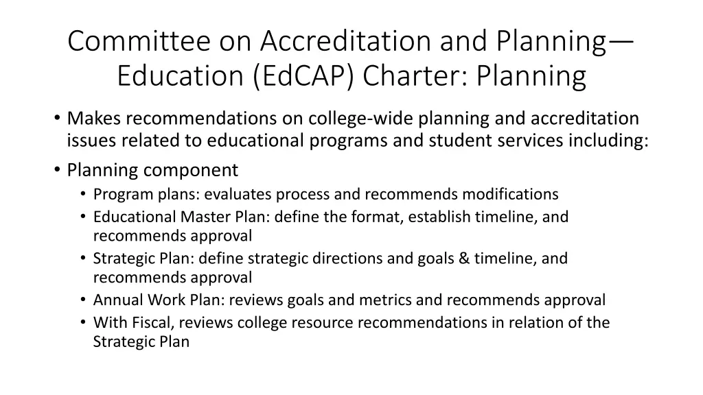 committee on accreditation and planning education 1