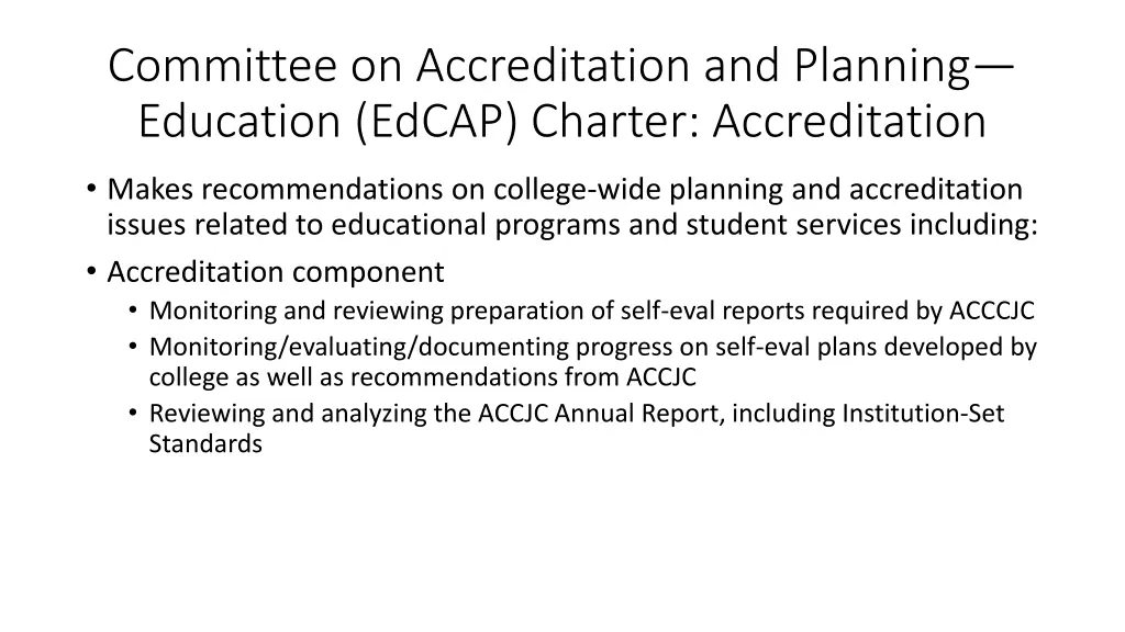 committee on accreditation and planning education 2