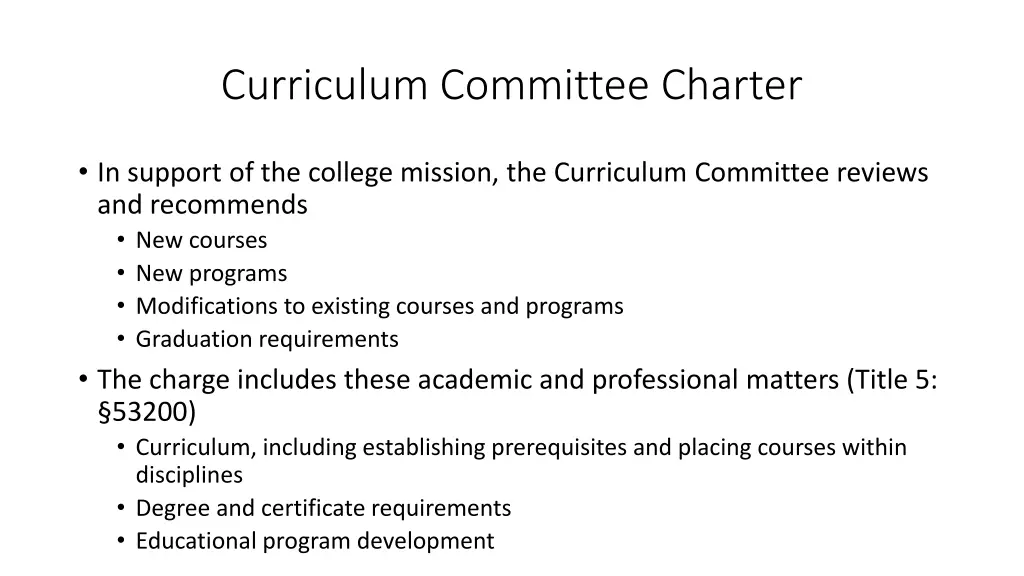 curriculum committee charter