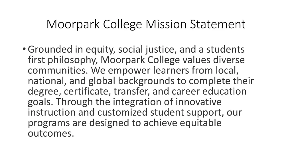 moorpark college mission statement