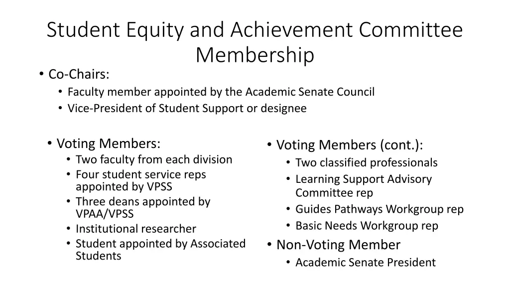 student equity and achievement committee
