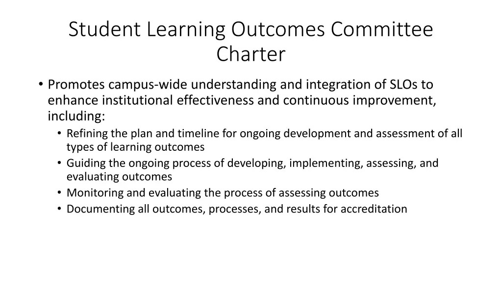 student learning outcomes committee charter