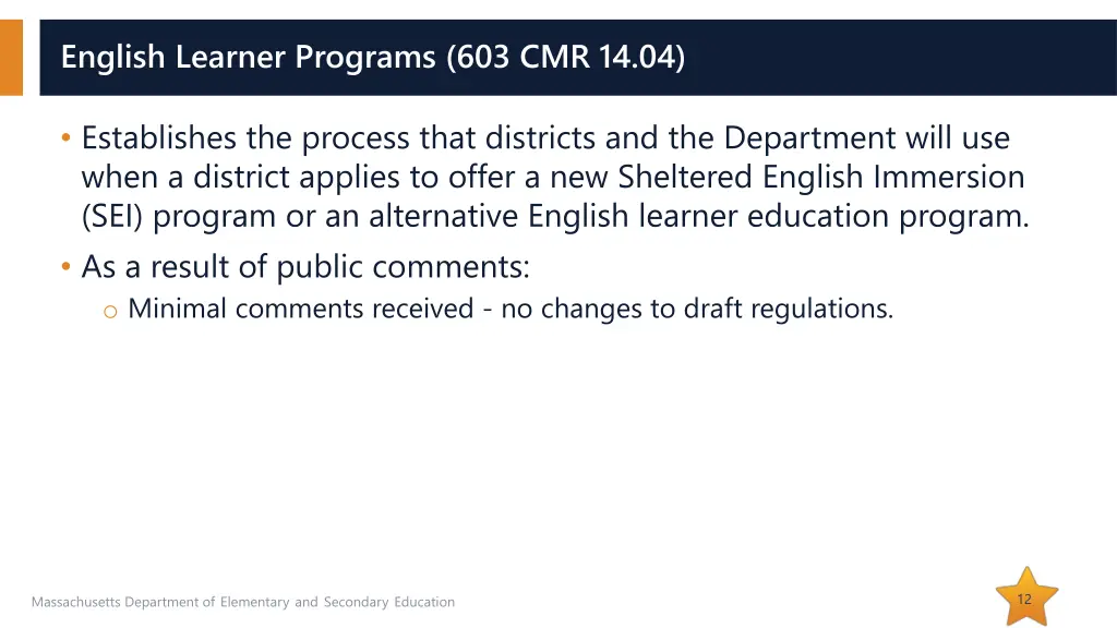 english learner programs 603 cmr 14 04