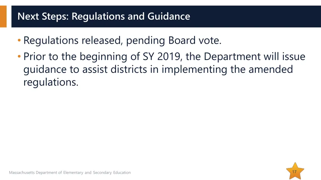 next steps regulations and guidance