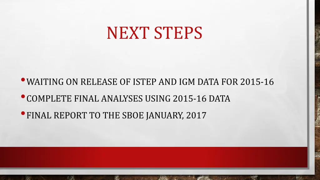 next steps