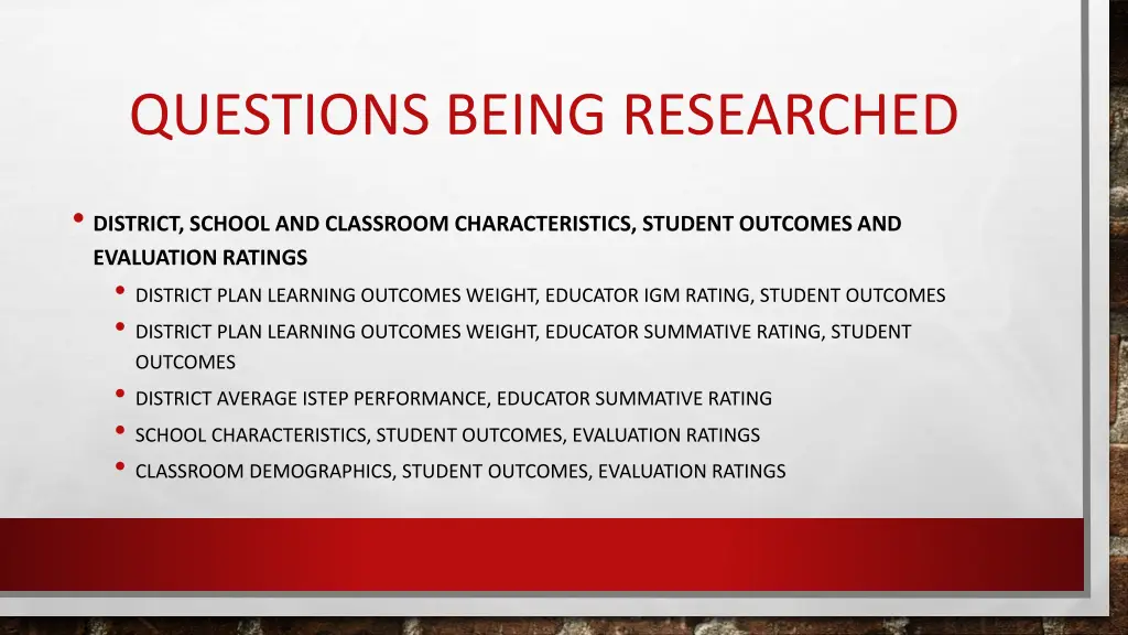 questions being researched 1