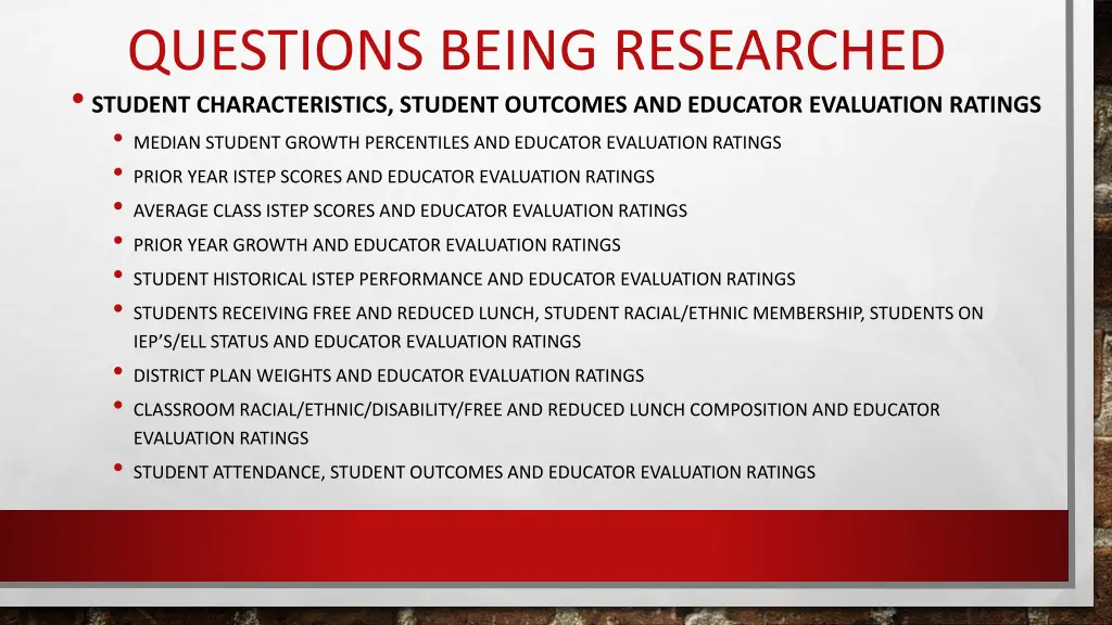 questions being researched student