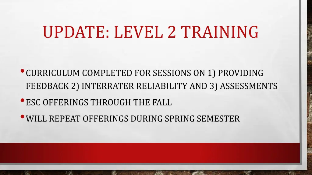 update level 2 training