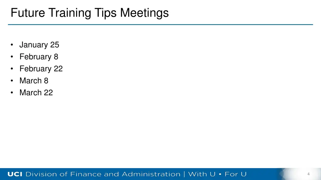 future training tips meetings