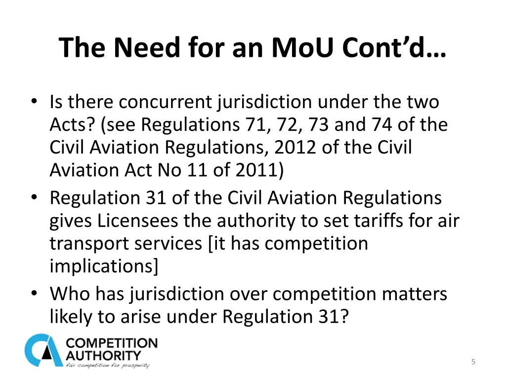 the need for an mou cont d 1