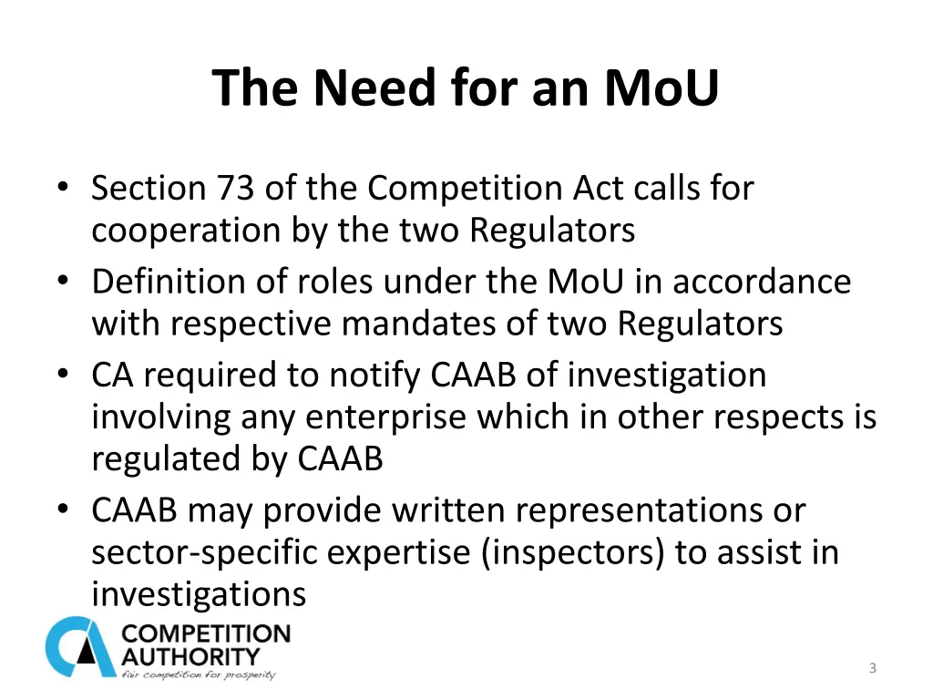 the need for an mou