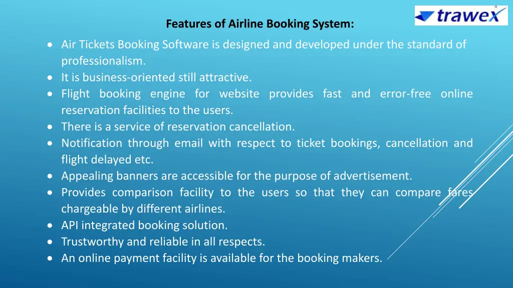 features of airline booking system