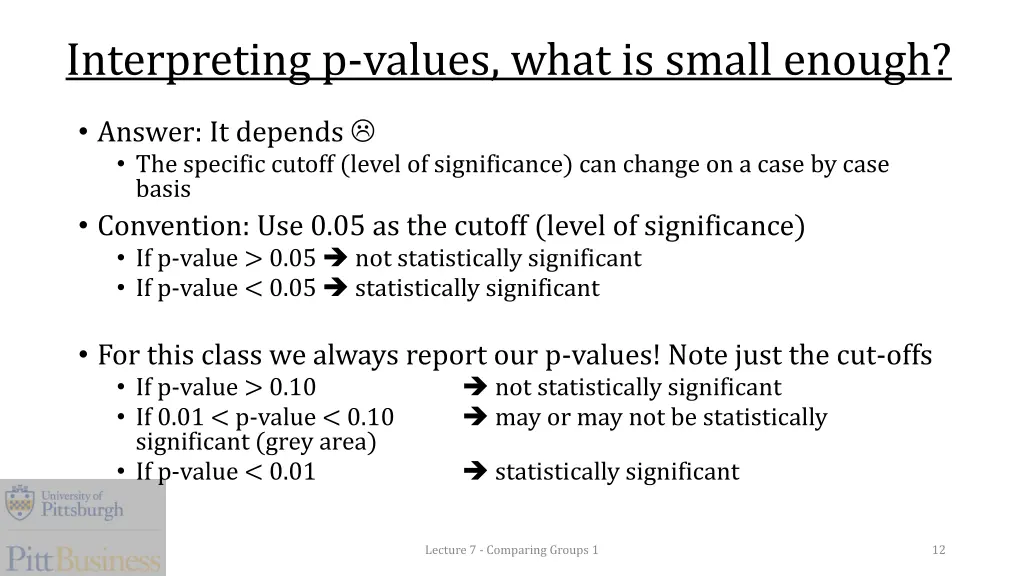interpreting p values what is small enough
