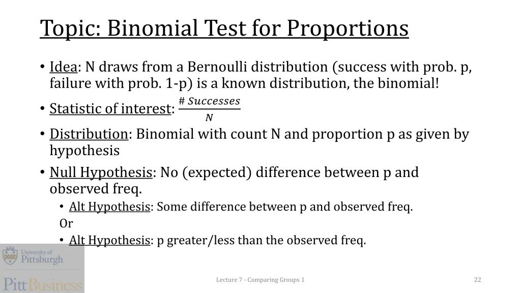 topic binomial test for proportions