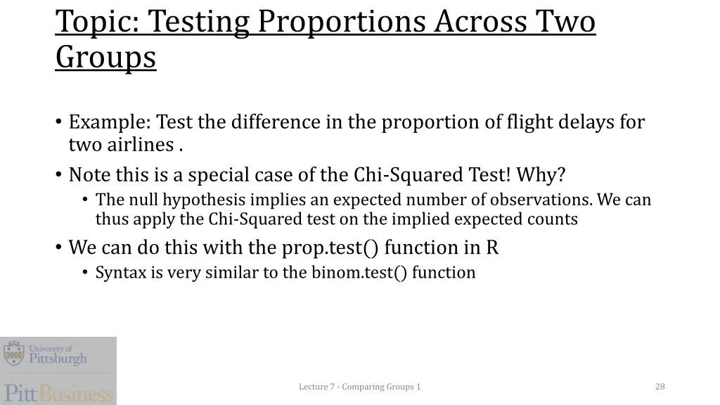 topic testing proportions across two groups
