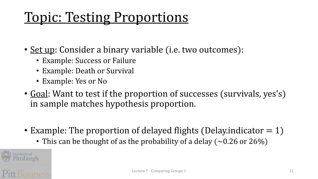 topic testing proportions