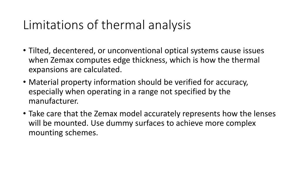 limitations of thermal analysis