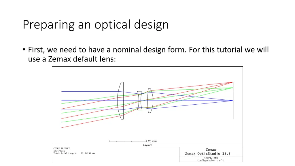 preparing an optical design