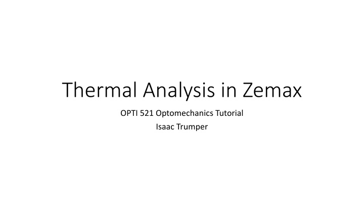 thermal analysis in zemax
