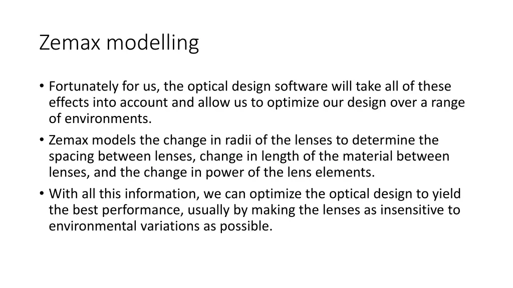 zemax modelling