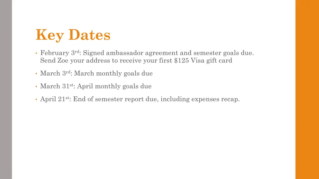 key dates