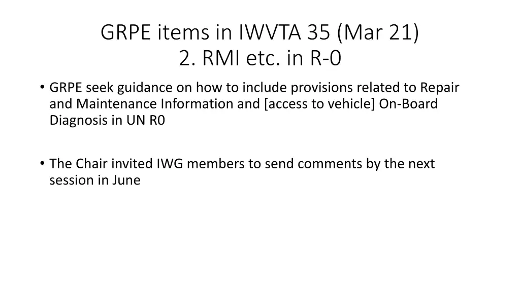 grpe items in iwvta