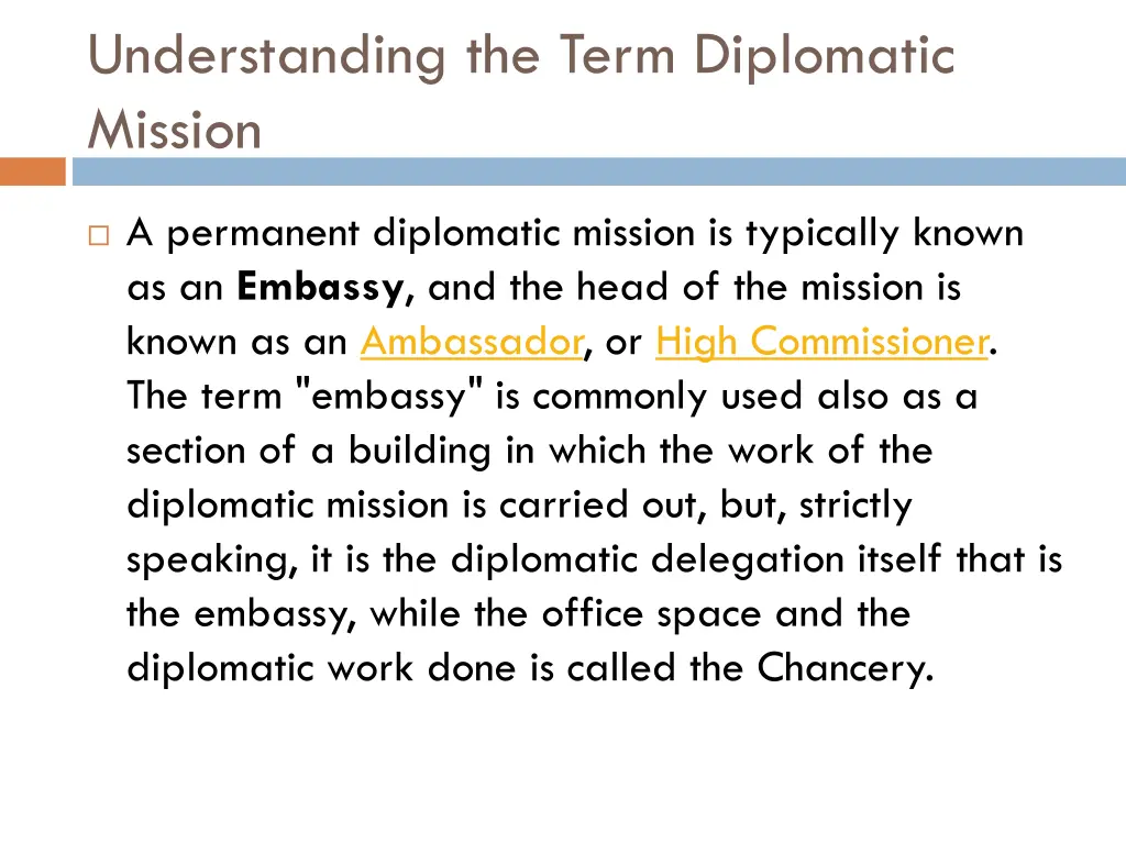 understanding the term diplomatic mission