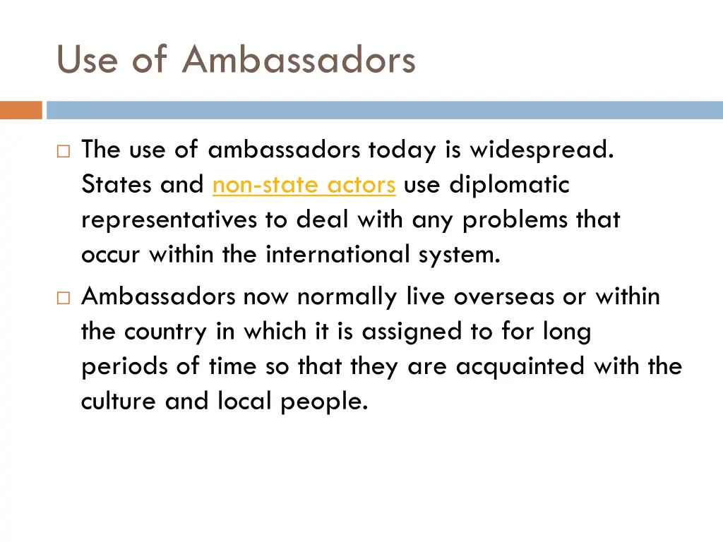 use of ambassadors