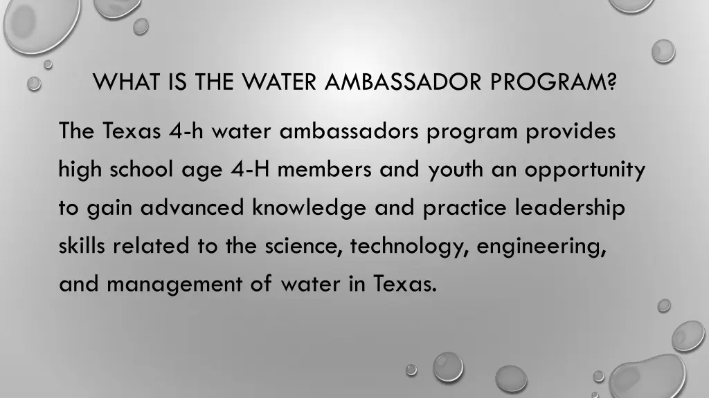 what is the water ambassador program