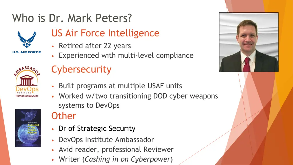 who is dr mark peters us air force intelligence