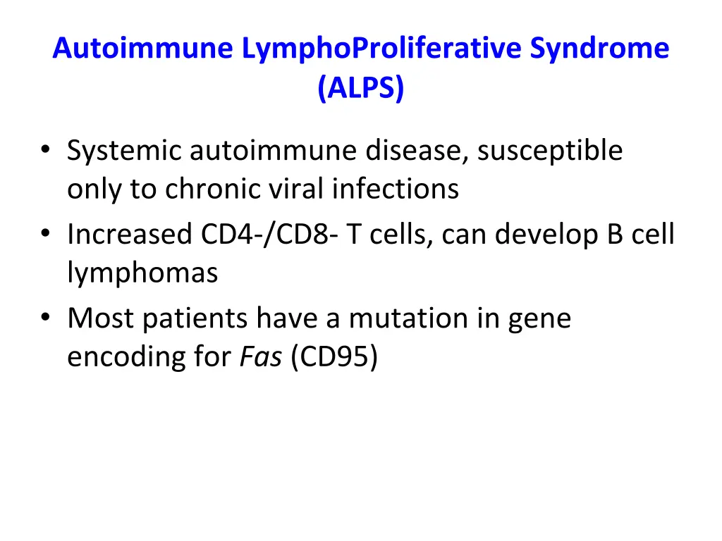 autoimmune lymphoproliferative syndrome alps