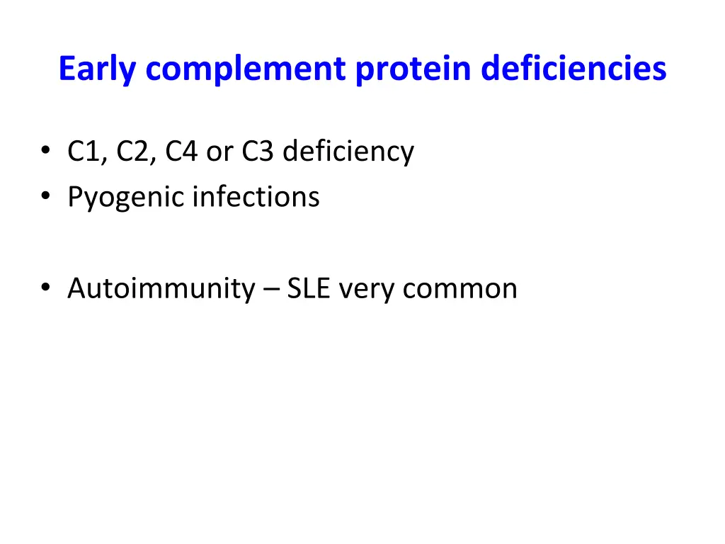 early complement protein deficiencies