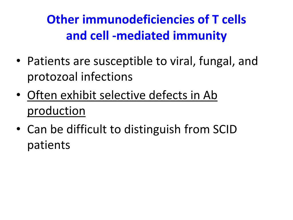 other immunodeficiencies of t cells and cell 1