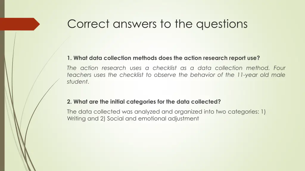 correct answers to the questions