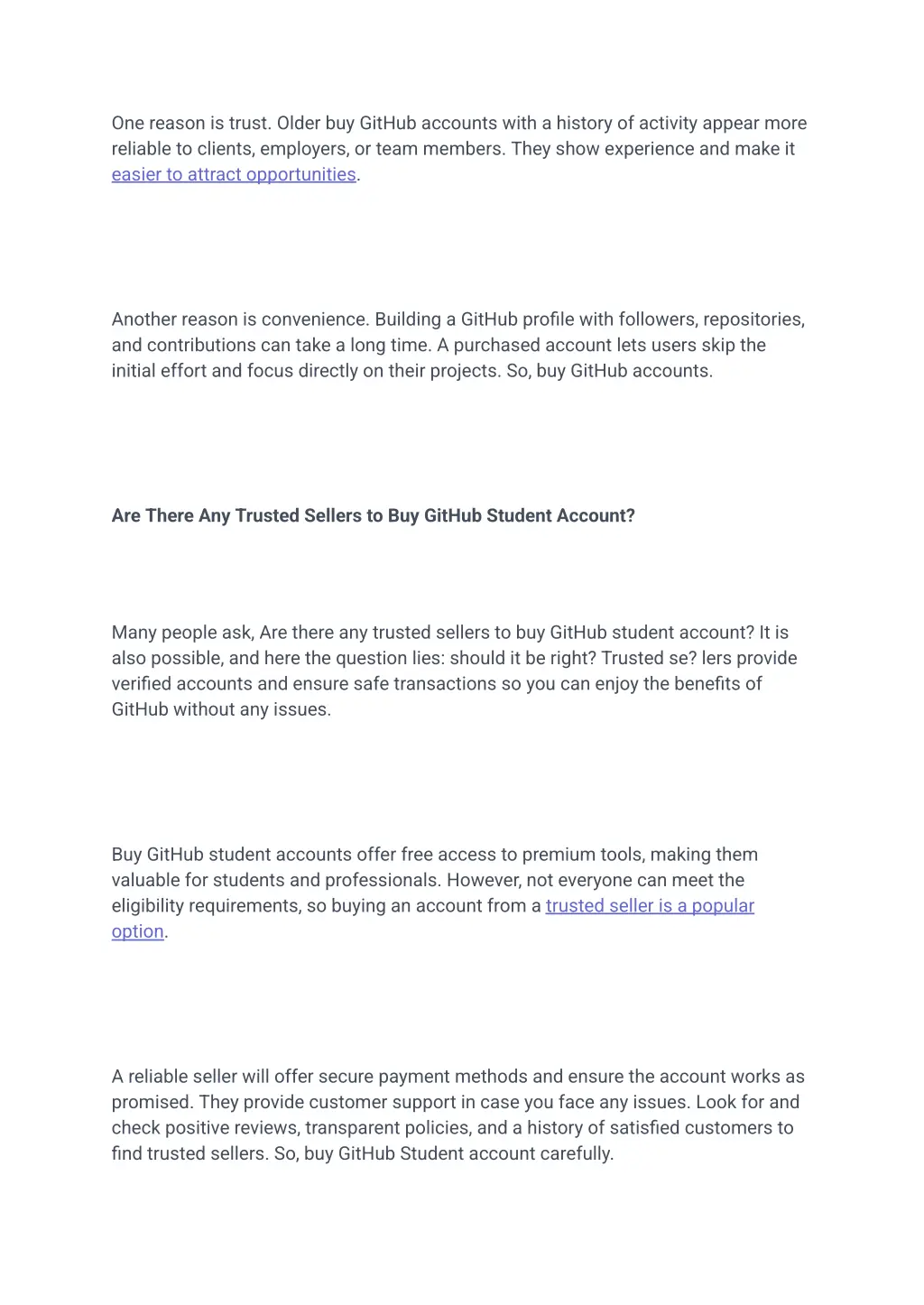 one reason is trust older buy github accounts
