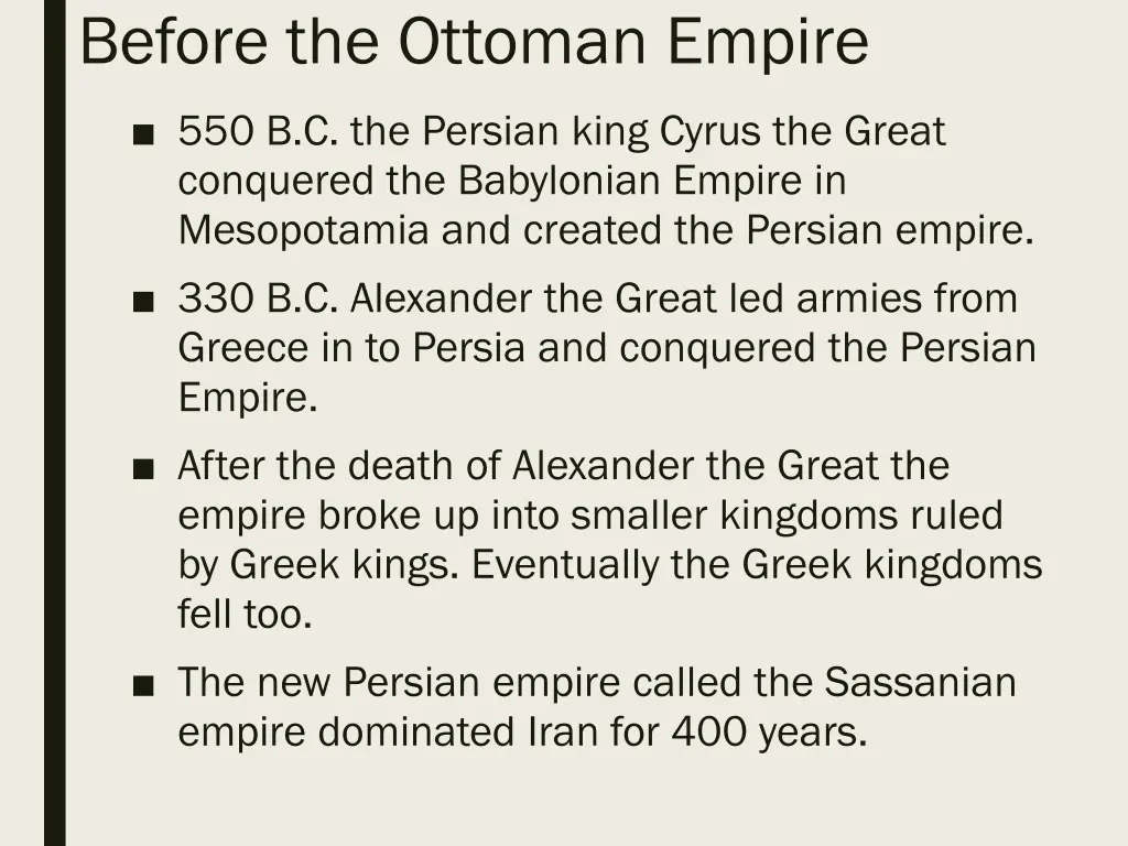 before the ottoman empire