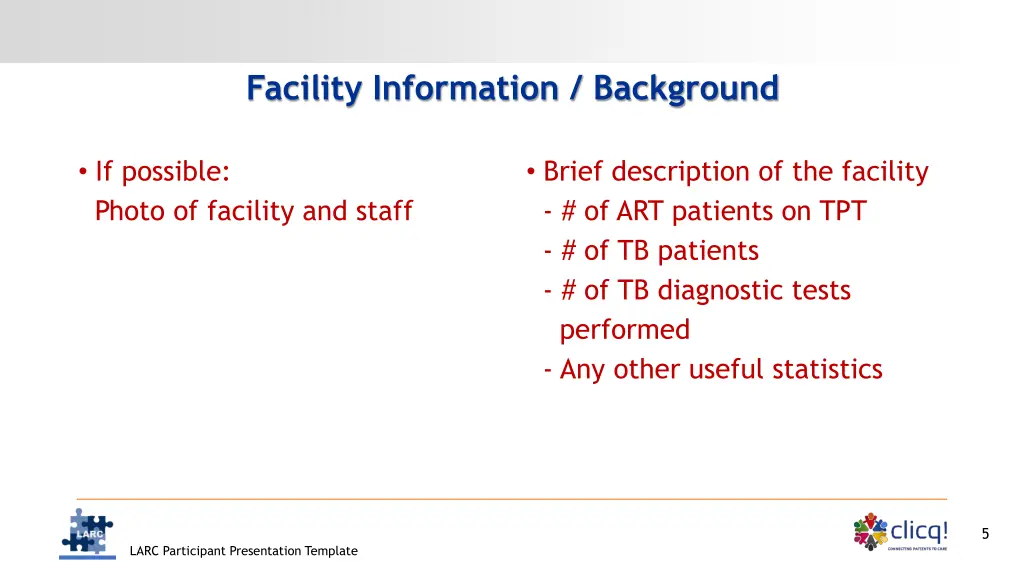 facility information background