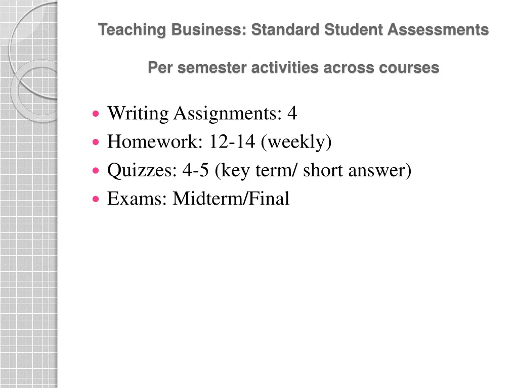 teaching business standard student assessments