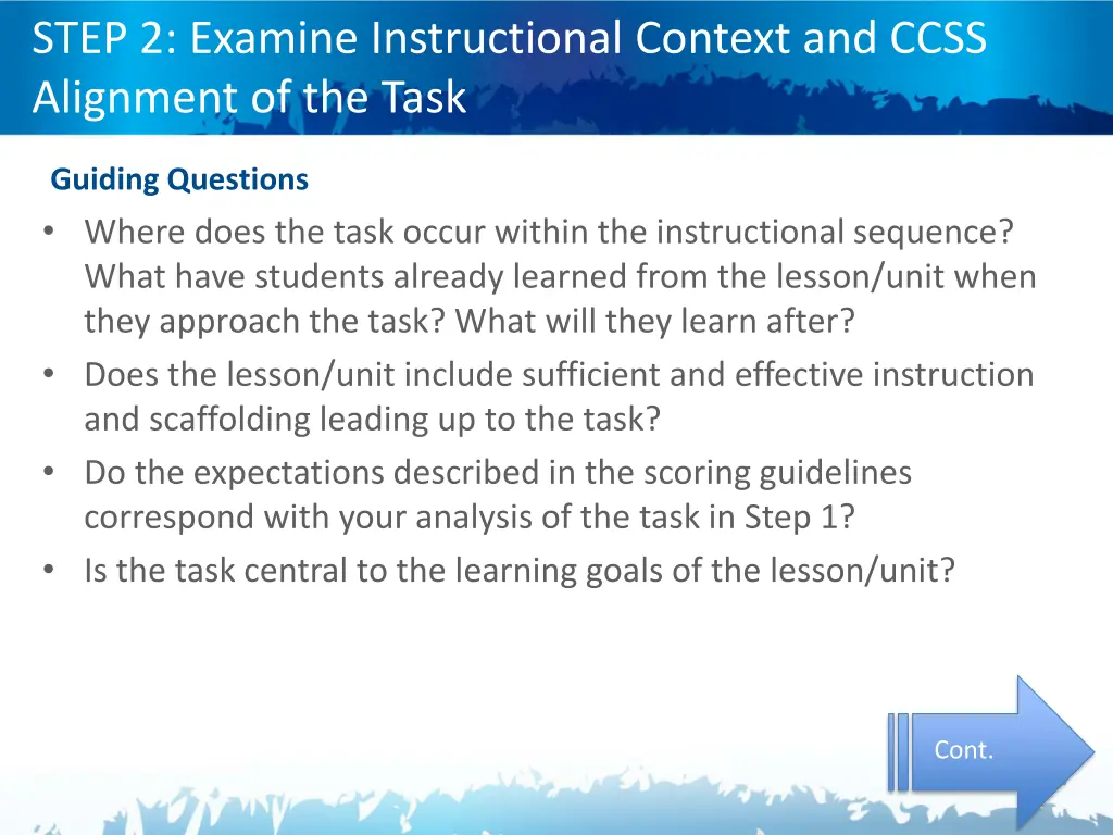 step 2 examine instructional context and ccss 3