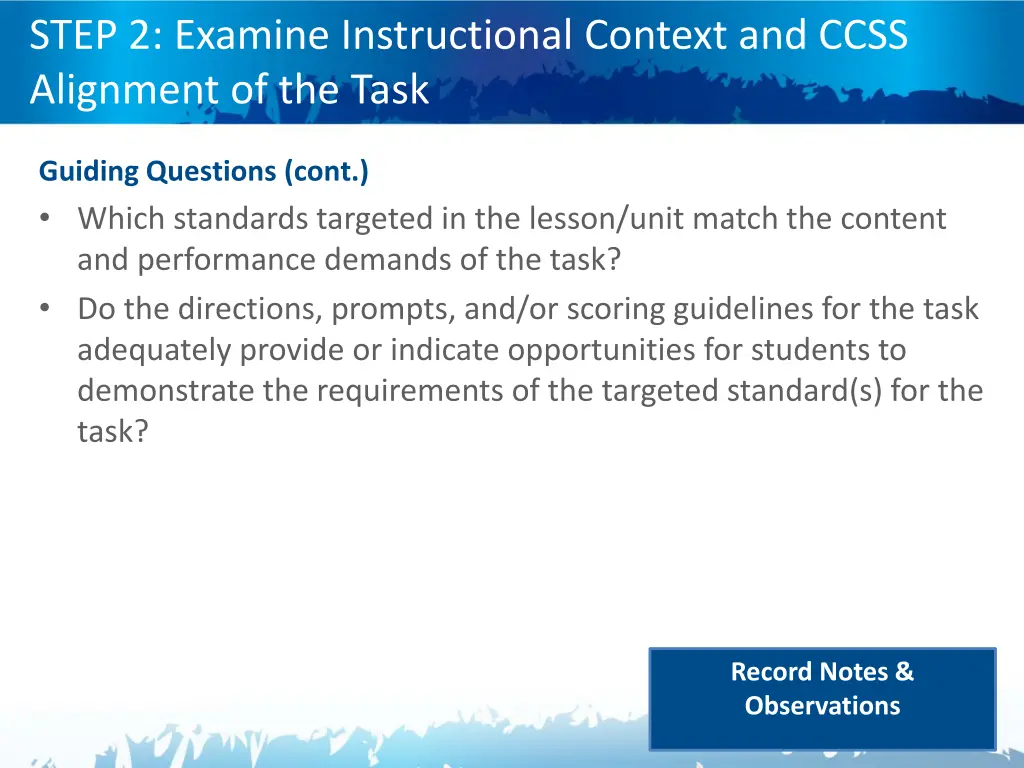 step 2 examine instructional context and ccss 4