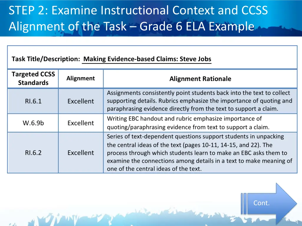 step 2 examine instructional context and ccss 6