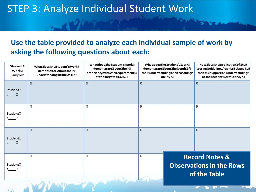 step 3 analyze individual student work 1