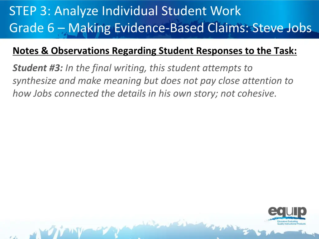 step 3 analyze individual student work grade 1