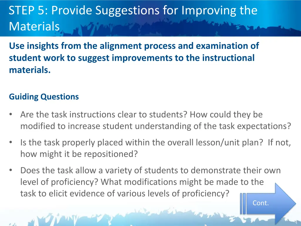 step 5 provide suggestions for improving