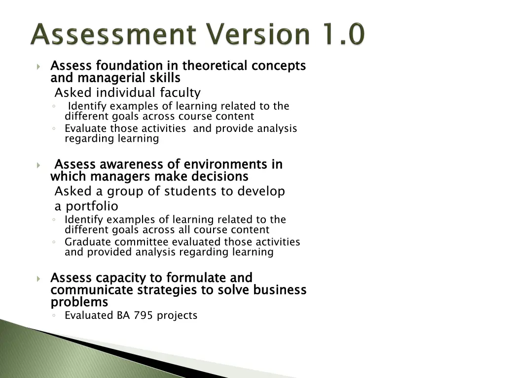 assess and managerial asked individual faculty